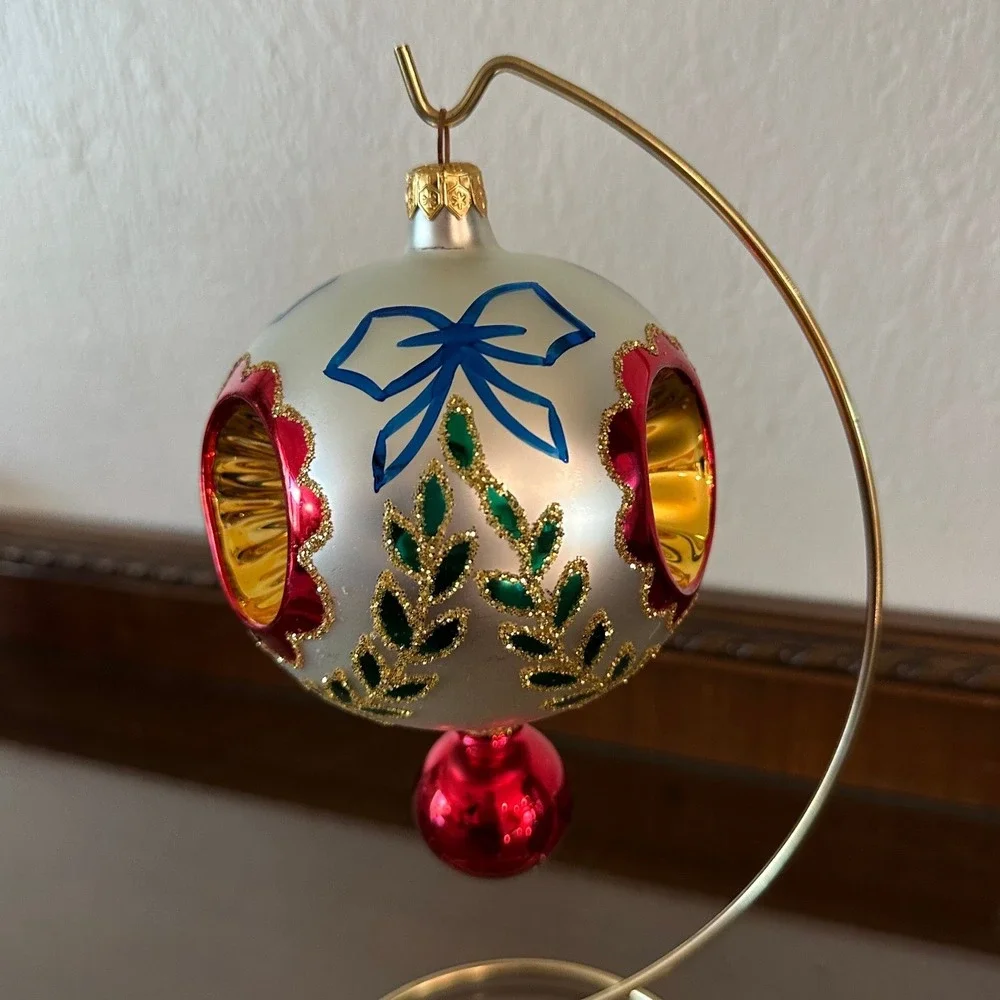 1994 Christopher Radko Epiphany Ball 6'' Triple Reflector Ornament Red 94-211-0